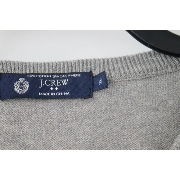J Crew sweater Mens XL V Neck Long Sleeve Knit Cotton Cashmere Gray pullover - Picture 2 of 7